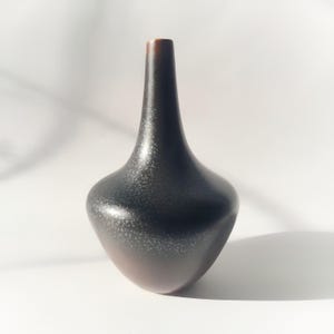 Gunnar Nylund Rörstrand Stoneware Vase: Hares Fur Glaze, 1950s Nordic Design