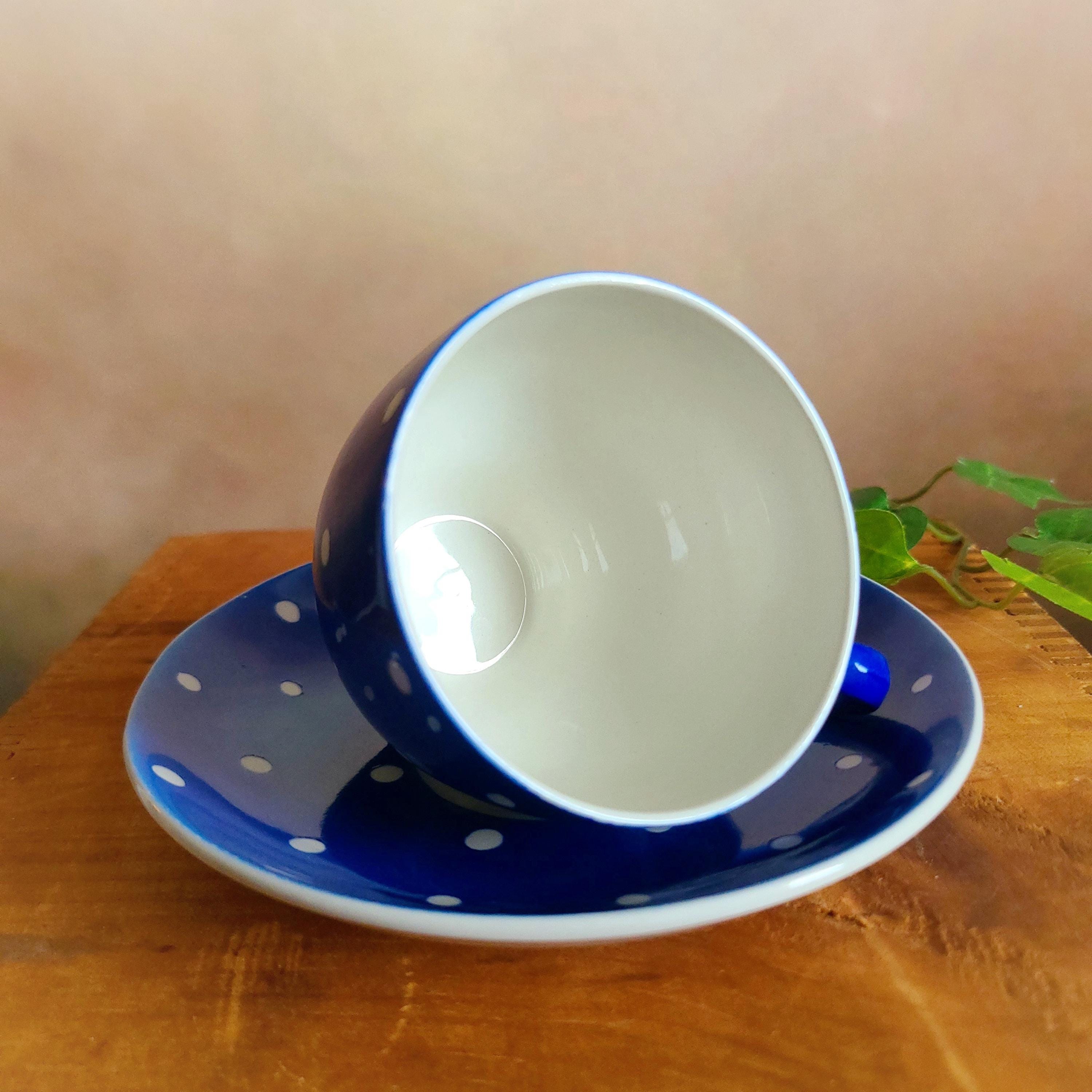 Upsala-ekeby Gefle Amanita Blue Tea Cup Sets: 1950s Nordic