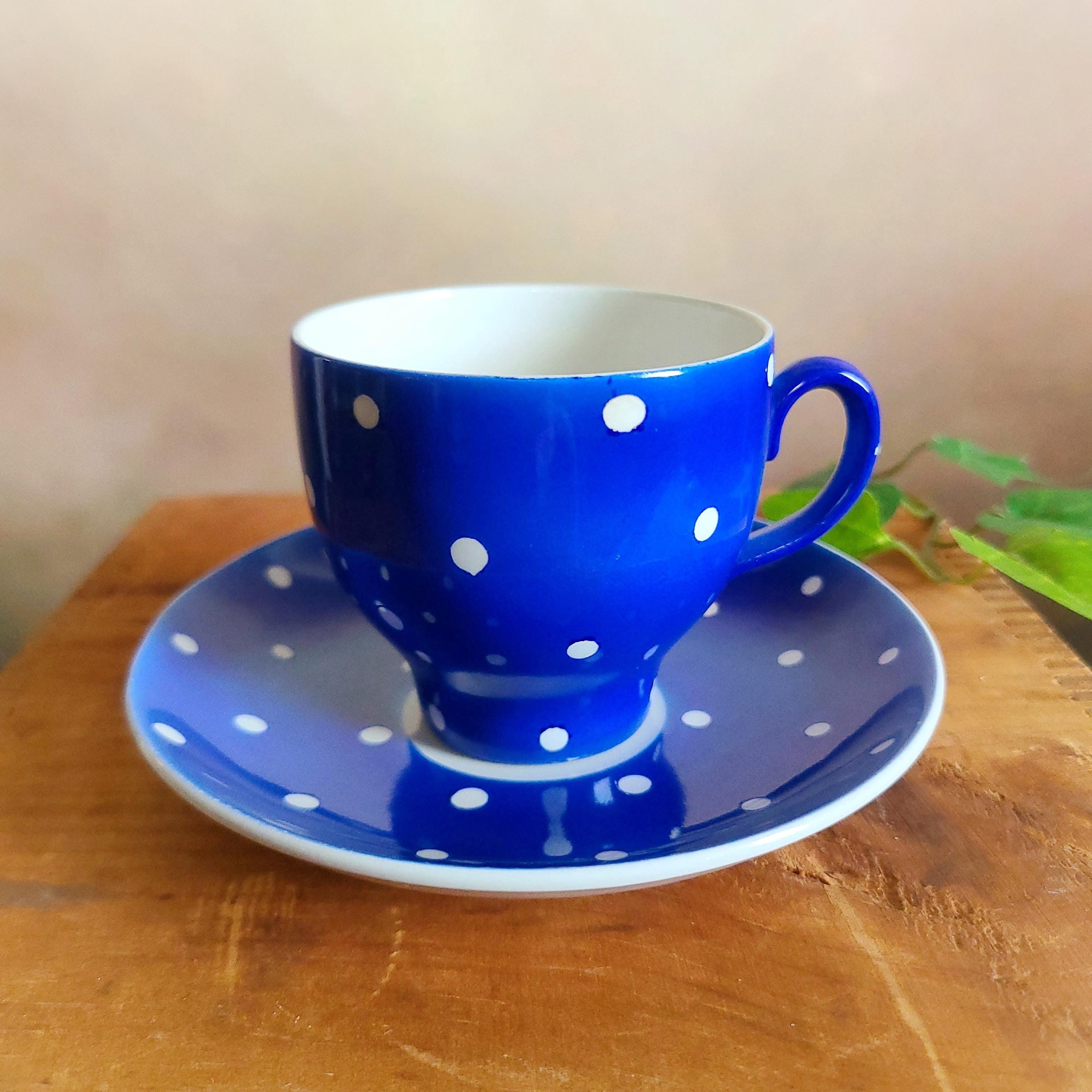 Upsala-ekeby Gefle Amanita Blue Tea Cup Sets: 1950s Nordic