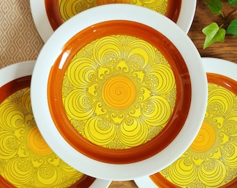 Rorstrand Texas Dinner Plates: 1970s Swedish Nordic Design (Set of 4)