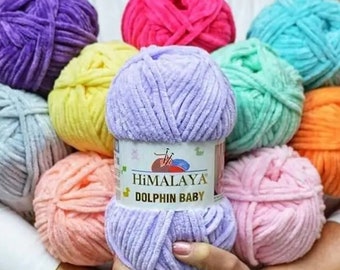 Himalaya Dolphin Baby, Knitting and Amigurumi Yarn, 131 yards(120 meters), 3.5 oz(100 grams) 100% polyester yarn, Soft Chenille Blanket yarn