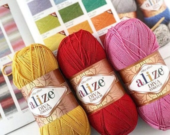 Alize Diva Stretch, Bikini Yarn, Elastic Yarn,Elastic Swimsuit Yarn,Summer Yarn, Swimwear Yarn, Lingerie Yarn, 100 Gram , 400 Meters