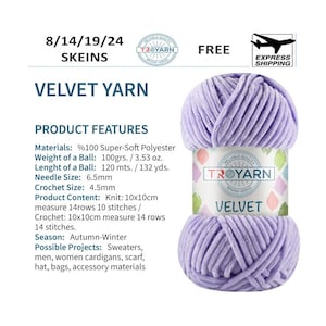 Velvet Garn zum Häkeln, Chenillegarn, 100g, Amigurumi Garn, Flauschgarn, Plüschgarn, Baby Decken Garn zum Häkeln, Größe 6