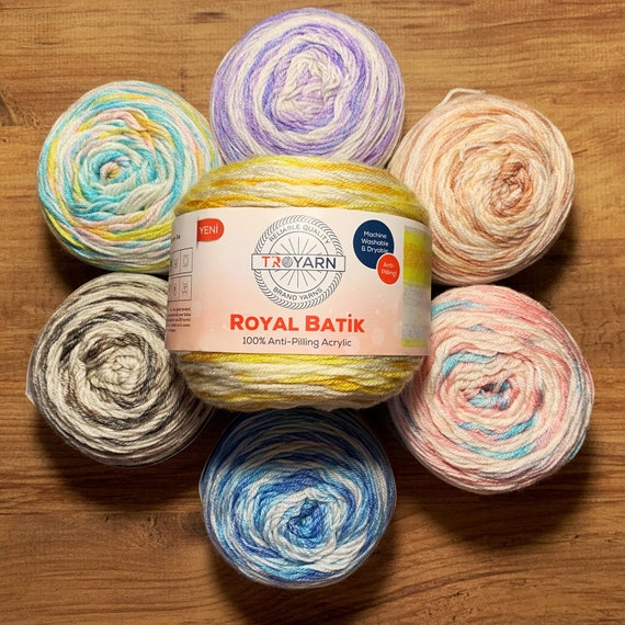 Troyarn Royal Batik, Ombre Yarn With Rainbow Colors,soft Yarn for
