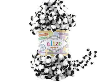 Alize Puffy Color, Hilo para Mantas, Hilo para Bebés, Hilo Grueso, Hilo Fácil de Tejer, Sin Gancho, Sin Aguja, Hilo para Dedos, Hilo Multicolor