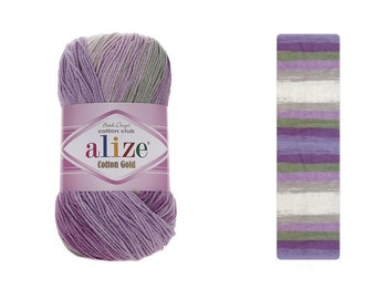 Alize Cotton Gold Batik Garn, 100 gr, 330 m, multicolor Garn, Garn Amigurumi, 55% Baumwolle 45 Acryl, Mercerisiert, Amigurumi Häkelanleitung