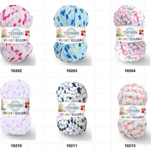 Włóczka Troyarn Velvet Colors Chenille 100% supermiękki poliester na kocyki amigurumi do szydełkowania i robienia na drutach, supergruba, 100 g, 132 jardy, włóczka dla dzieci zdjęcie 2