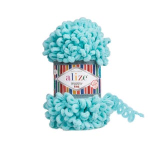 Alize Puffy Fine Color, Hilo de Manta, Hilo Suave para Bebé, Hilo de Bucle, Hilo de Terciopelo, Ez Yarn, 100gr 14,5 m Hipoalergénico, Sedoso, Sin Gancho, Sin Aguja.