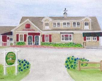 Sundae School Ice Cream, Dennis Port, Cape Cod Watercolor Print