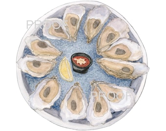 Oyster Hand Painted Watercolor Giclee Prints