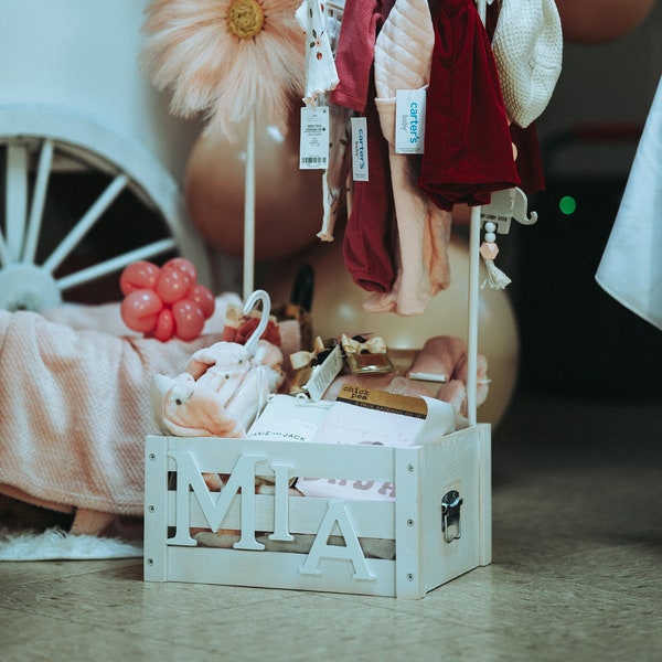 Baby Shower Present -Clothes Crate and Baby Memories Wood Box