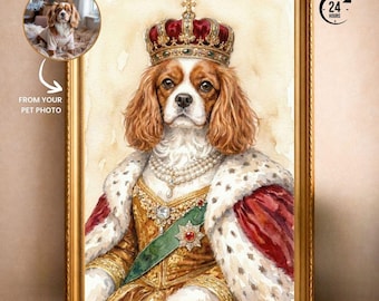 Anpassat kungligt husdjursporträtt, elegant kung- eller drottningkonst (digital nedladdning)