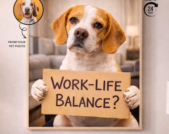 Anpassat husdjursporträtt – Rolig hund- eller kattkonst för hemmakontoret (digital nedladdning)