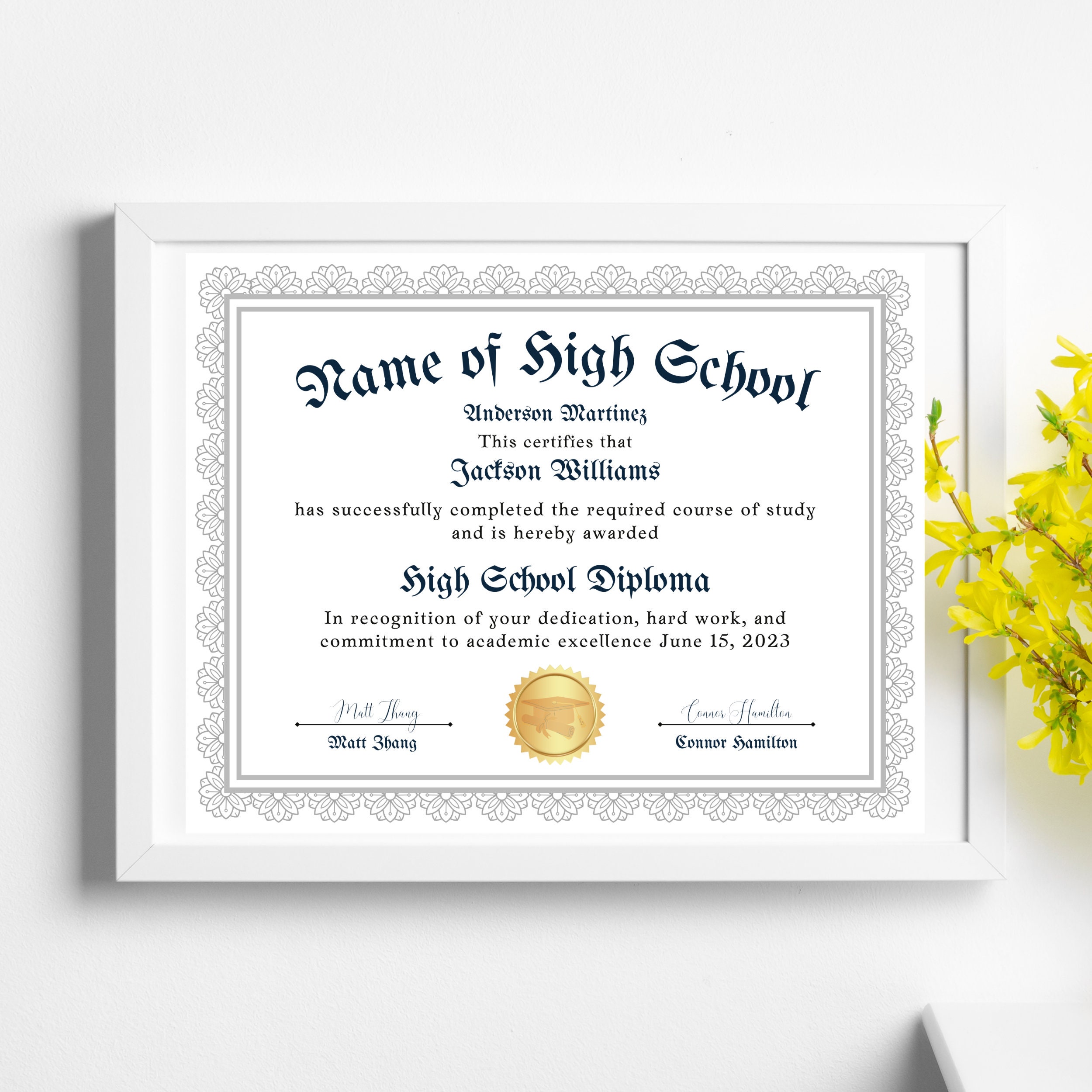 General Education Diploma, Customizable &amp; Printable Canva Editable ...