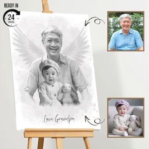 Deceased Portrait Merge Photo, Memorial Gift for Loss of Father, Combine Photos, Fathers Day Gift, Family Painting, Gift for Her