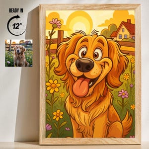 Custom Funny Pet Caricature Portrait – Turn Your Pet&#39;s Photo into Humorous Art, Digital Download Gift for Pet Owners