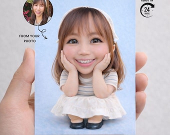 Anpassat Chibi-dockaporträtt från foto | Alla hjärtans dag-present (digital nedladdning)