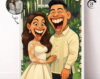 Anpassat parkarikatyrporträtt från foto – Rolig tecknad konst, digital nedladdning