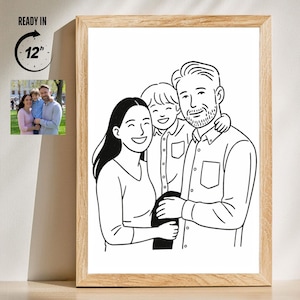 Custom Minimalist Line Art Portrait Drawing From Photo, Custom Couple Portrait, Custom Family Gift, Personalized Wedding Anniversary Gift