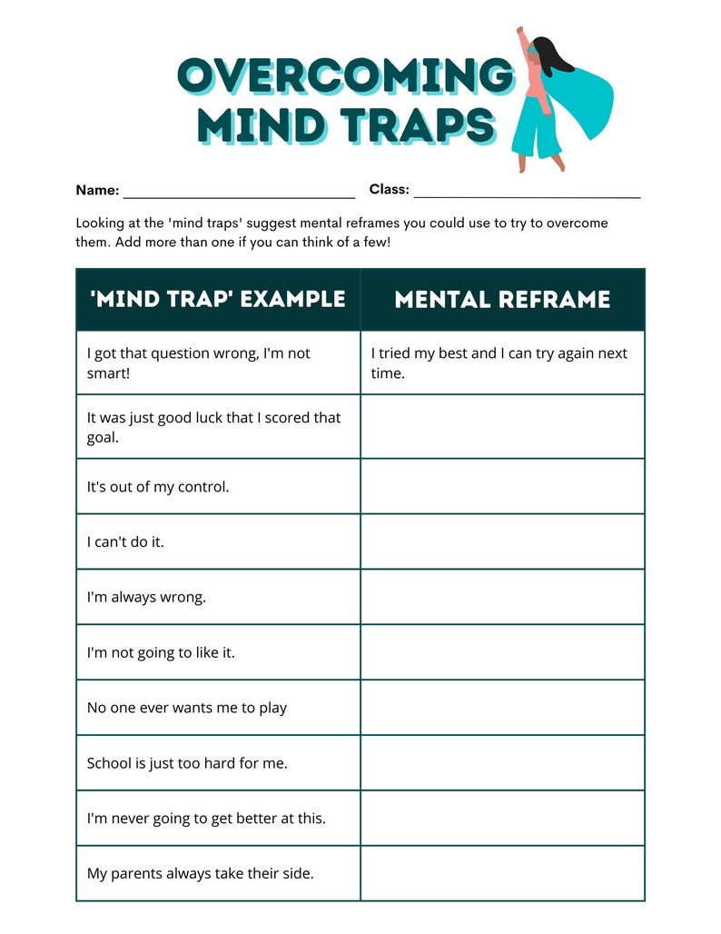 Thinking Traps Worksheet Etsy Thinking Traps Worksheet Etsy