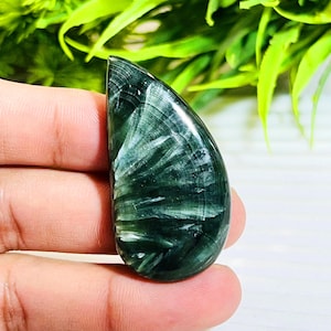 Natural Seraphinite Gemstone Fully Polished And Shining Cabochon Handmade Amazing Quality Seraphinite Gemstone Making For Pendant Jewelry.