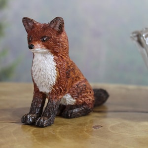Hand Carved Wooden Fox Figurine
