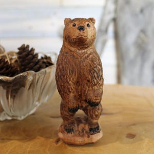Hand Carved Wooden Cherry Standing Bear