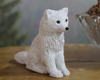 Miniature Arctic Fox Figurine, Tiny Arctic Fox, Mini Blue Fox