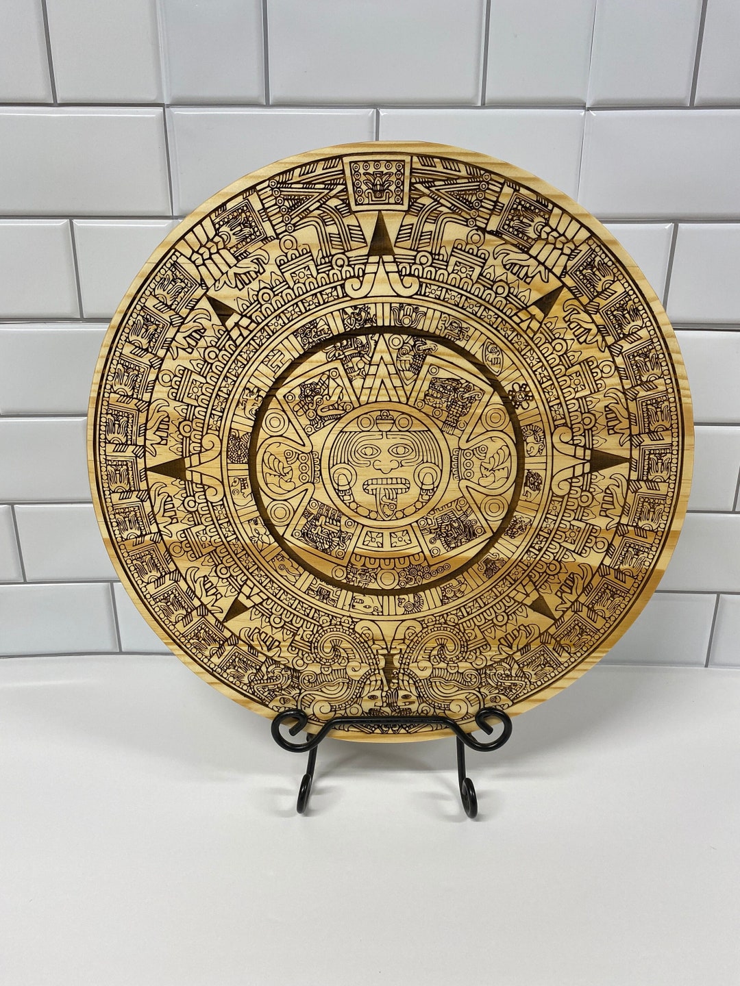 Aztec Calendar Engraved Pattern Laser Engraved Aztec Calendar: Birch Wood Wall Art. - Etsy