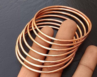 Handmade Pure Copper Bangle Set, Sister Gift, 7 pcs