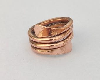 Handmade Solid Copper Adjustable Ring, Women's Statement Ring
