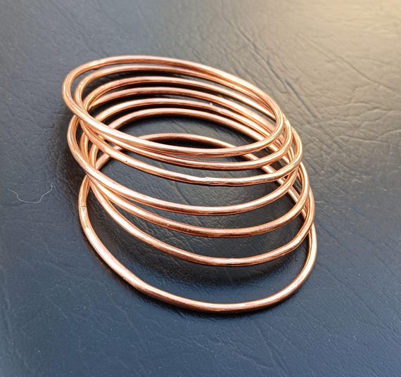 100% Pure Copper Bangle, Set of 7 PCs, Bangle, Set Of 7 Solid Copper Bangle, Copper Jewelry, Bangles Women Sister Day Gift, Pure Handmade,