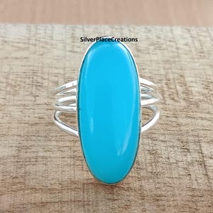 Turquoise Gemstone Ring, 925 Stirling Silver Ring, Handmade Ring, Vibrant Blue Gemstone, Unique Jewelry Gift for Women, Perfect Gift for Her