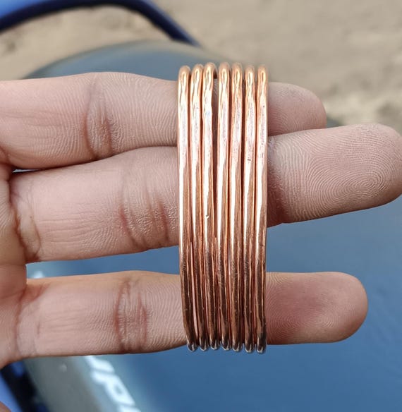 100% Pure Copper Bangle, Set of 7 PCs, Bangle, Set Of 7 Solid Copper Bangle, Copper Jewelry, Bangles Women Sister Day Gift, Pure Handmade,