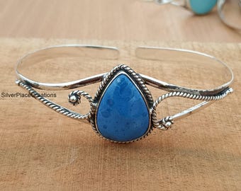 Blauer Opal Edelstein Armband, Handgefertigtes Armband, 925 Sterling Silber Armband, Liebesgeschenk Armband, Partywear Armband, Edelstein Armband
