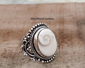 Shiva Eye Shell Sterling Silver Ring – Spiritual Boho Jewelry