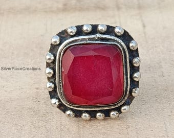 925 Sterling Silver Ring, Ruby Gemstone Ring, Handmade Jewelry Ring, 925 Sterling Silver Ring, Anniversary Gifts Ring, Lovely Ring,