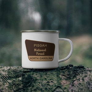 Pisgah National Forest Sign Stainless Steel Enamel Camping Cup | Travel Cup | Coffee Mug | Camping Gear | 12oz