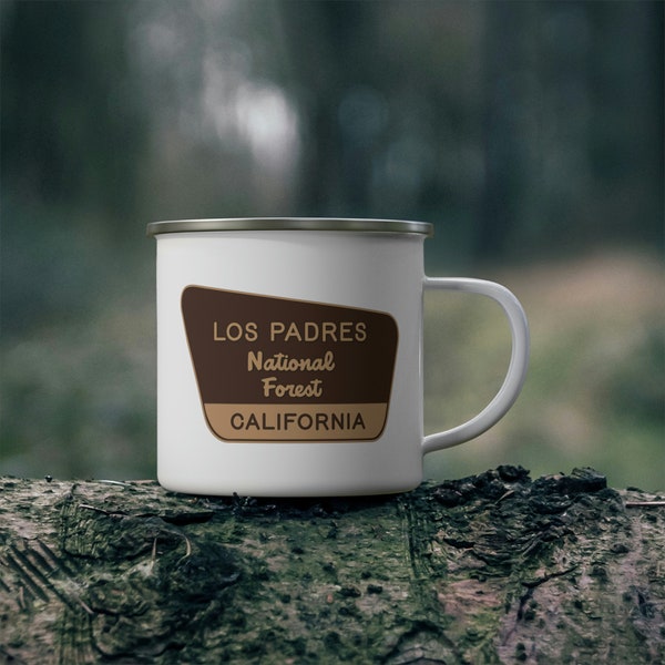 Los Padres National Forest Sign Stainless Steel Enamel Camping Cup | Travel Cup | Coffee Mug | Camping Gear | 12oz