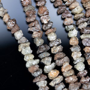 Diamond Natural Organic Raw Textures Rustic Gray Color Natural Shape Diamond Organic Roh Diamant Strand 40cm / 3.5-4mm / Hole 0.3mm