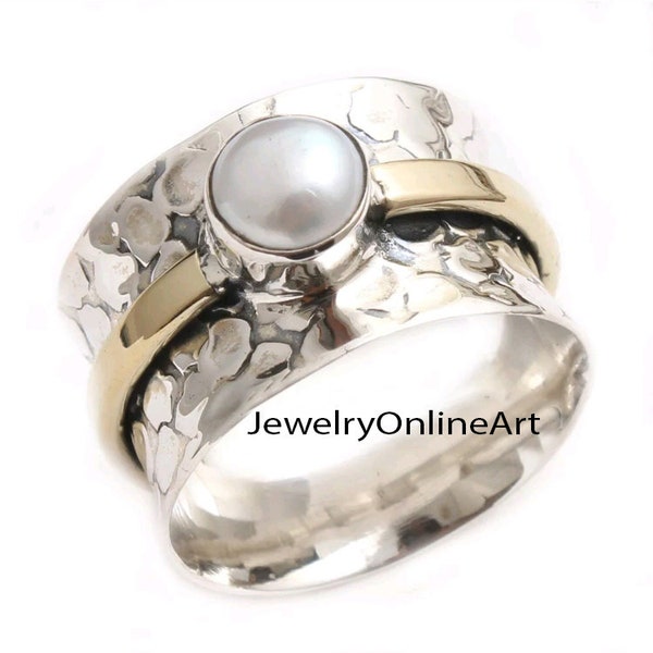 Pearl Dual Wavy Meditation Ring