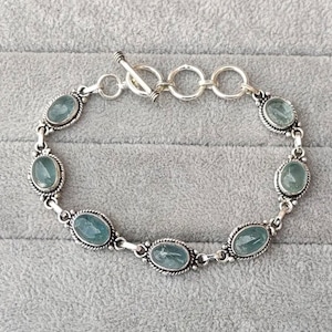 •AQUAMARINE - GEO MIX• linked silver bracelet (7