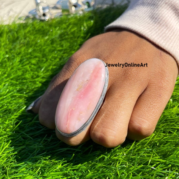 Pink Opal Ring, Precious Ring, Gift For Love/Sis/Mom, Sterling Silver Ring, Natural Pink Opal, Christmas Gift, Fascinated Ring, Boho Ring