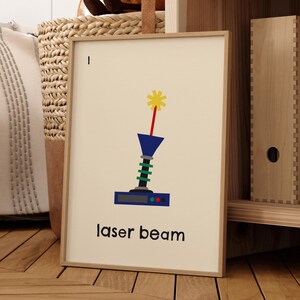 Laser Beam Print | For Kids Nursery, Playroom, Bedroom | Modern Kids Room, Kids Spy Room, Children's Wall Art | Alphabet Print Letter L