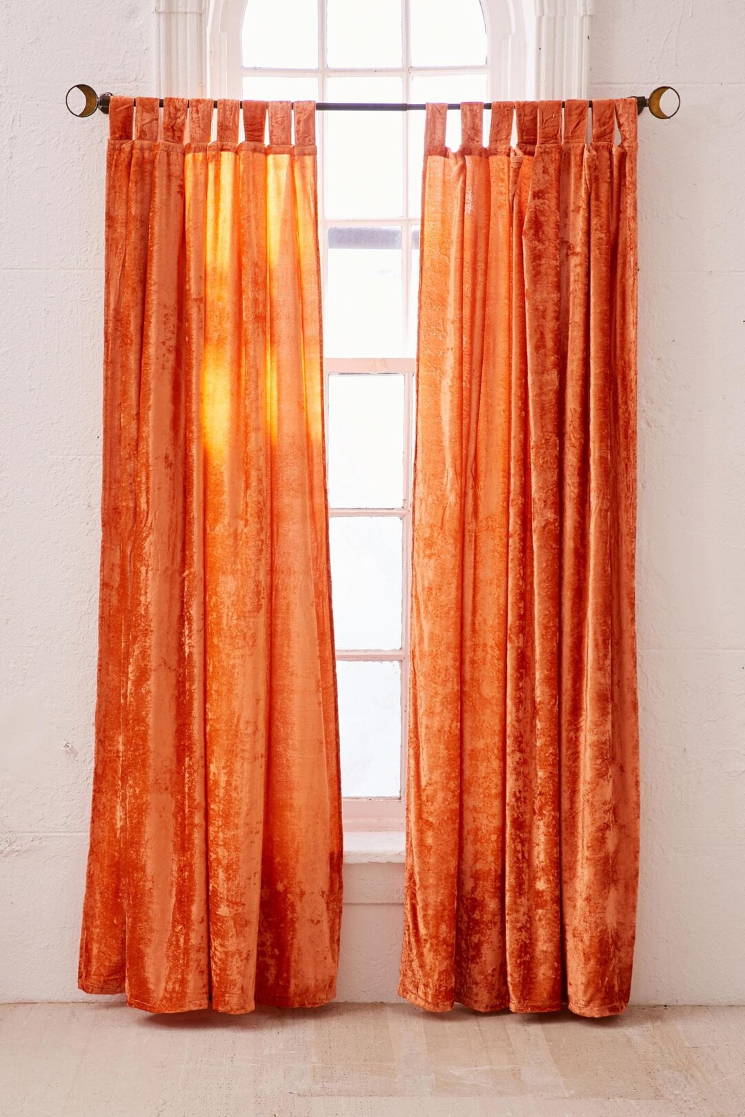 Velvet Crush Curtains With Loop Tabs Handmade Curtain Single Etsy