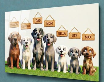 Regalo Personalizado Mamá Perro Retrato Mascota Vidrio Arte Pared Dibujo Cachorro Decoración