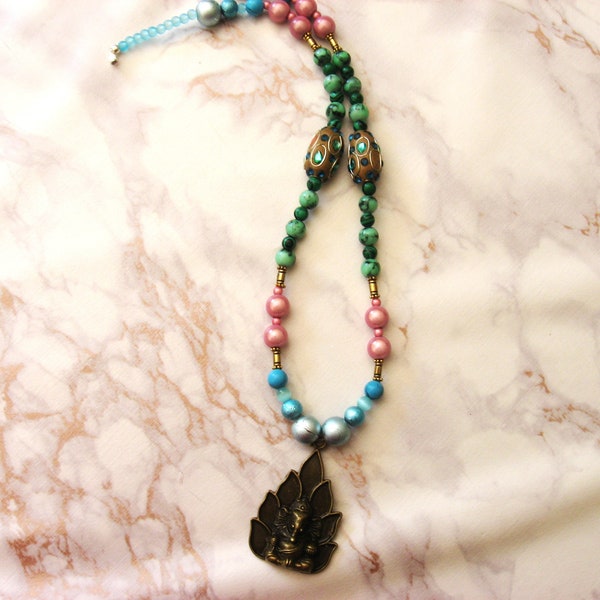superbe pendentif en bronze et émail style hindou vintage | UK