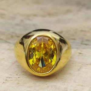 Adjustable Yellow Sapphire Ring: Gold Plated Sterling Silver, Handmade