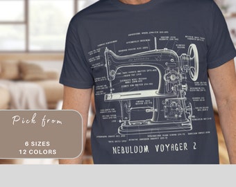 Nebuloom Voyager 2 Futuristic Sewing Machine T-shirt, Sewing Lover Gift