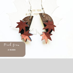 Pendientes de madera, regalo para ella o para él, estilo Momiji Over Moon